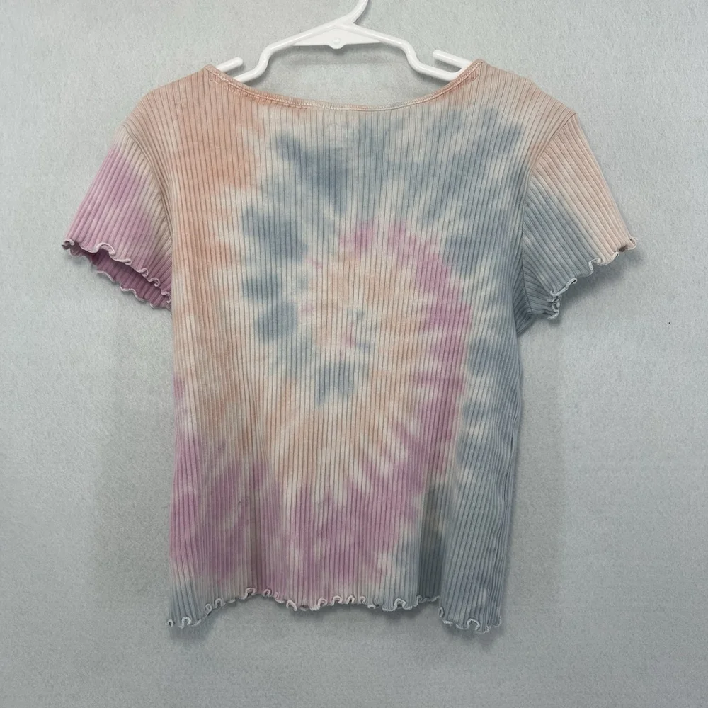 Justice Girls Tie Dye Shirt Size L 12-14 Square Neck Multicolored